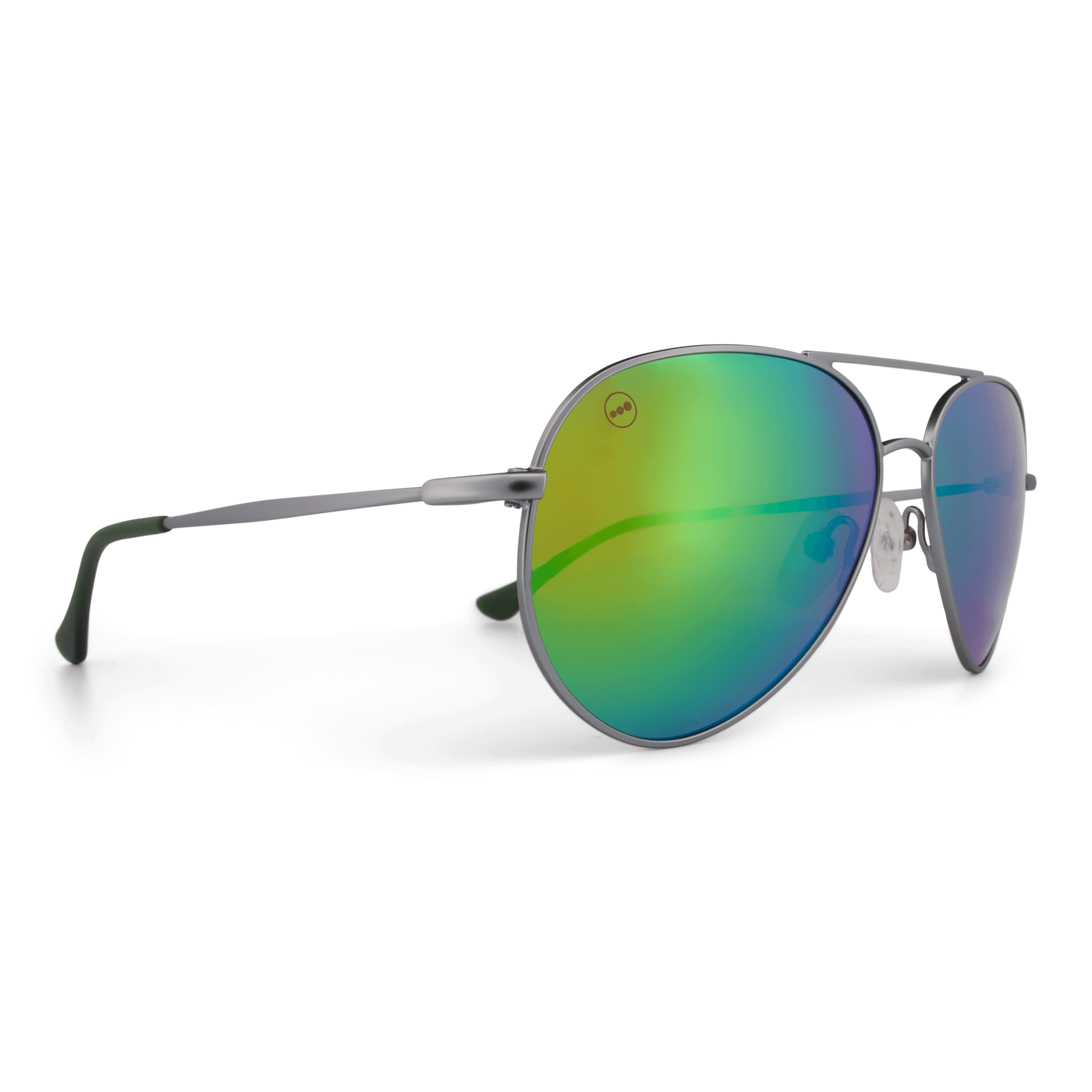 Bodacious Lime sunglasses, size large-XL, angle view.