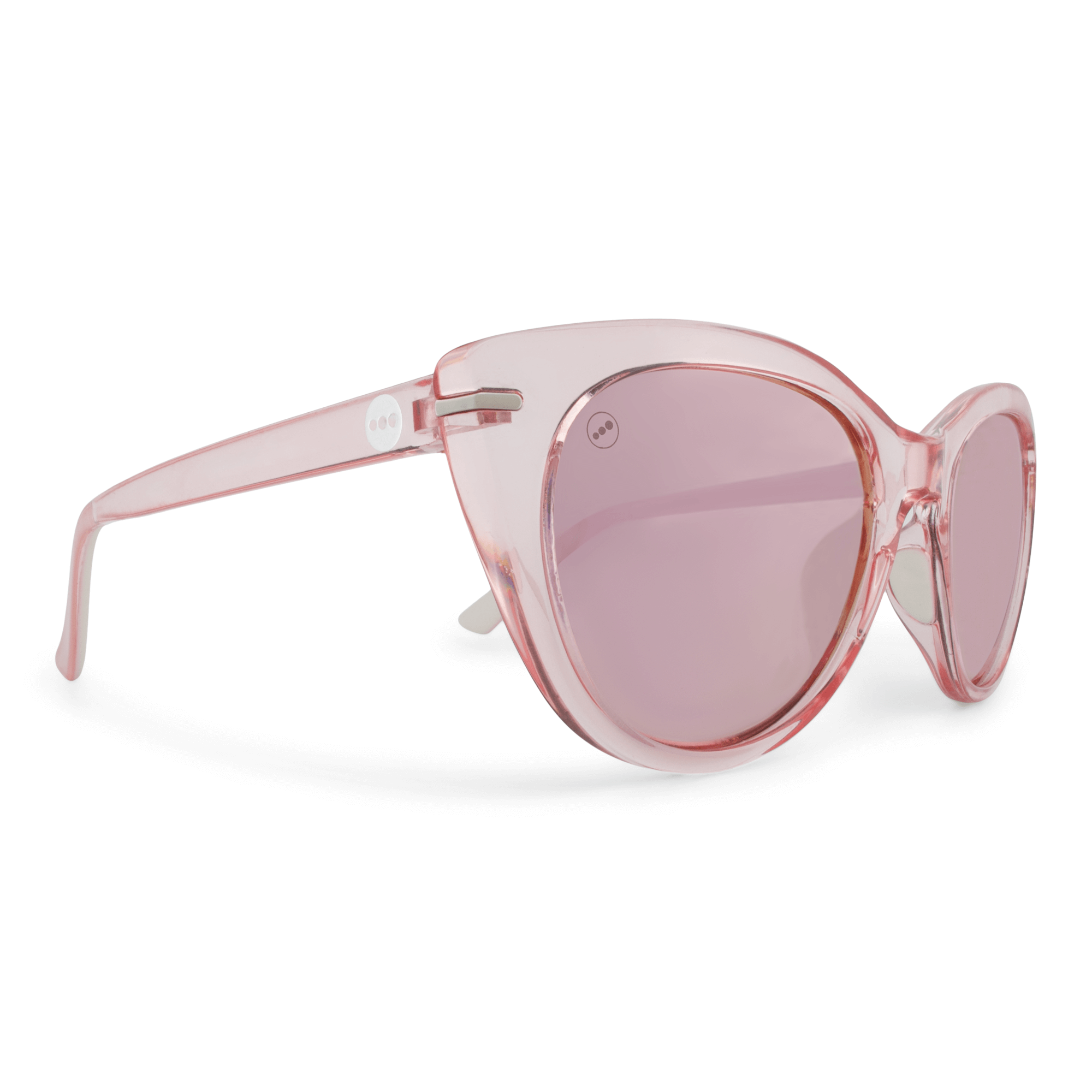 Calypso Cranberry sunglasses, size large-XL, angle view.