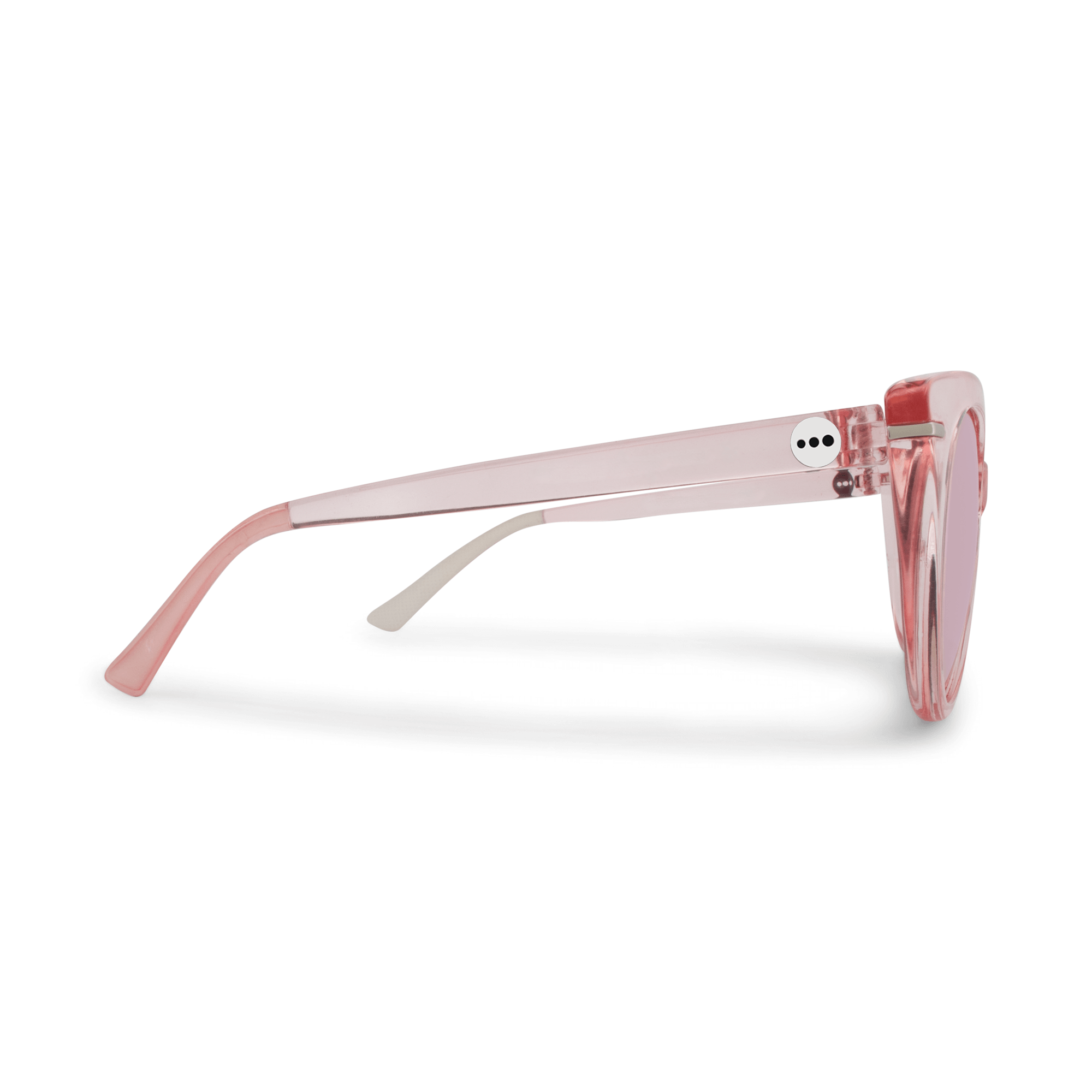 Calypso Cranberry sunglasses, size medium, side view.