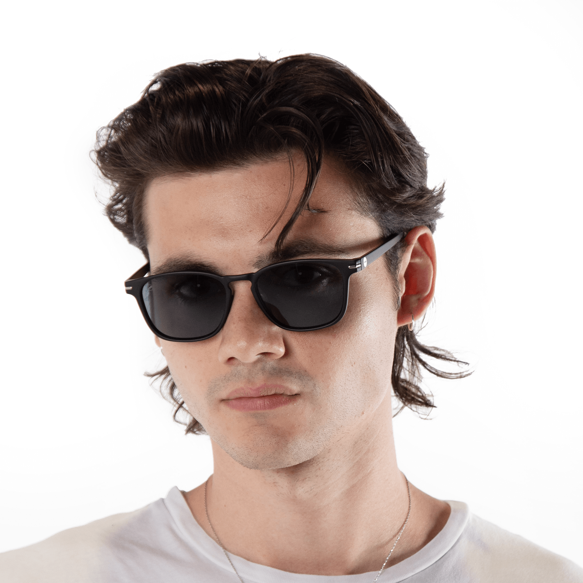 A male model wearing Honeydew Blackberry sunglasses, size large-XL with a front-facing view.