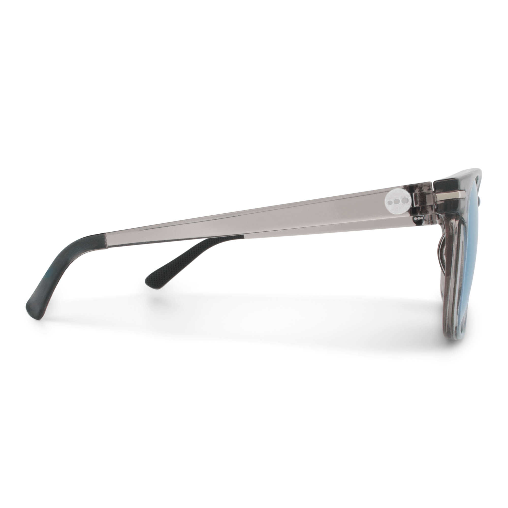 Honeydew Blueberry sunglasses, size large-XL, side view.