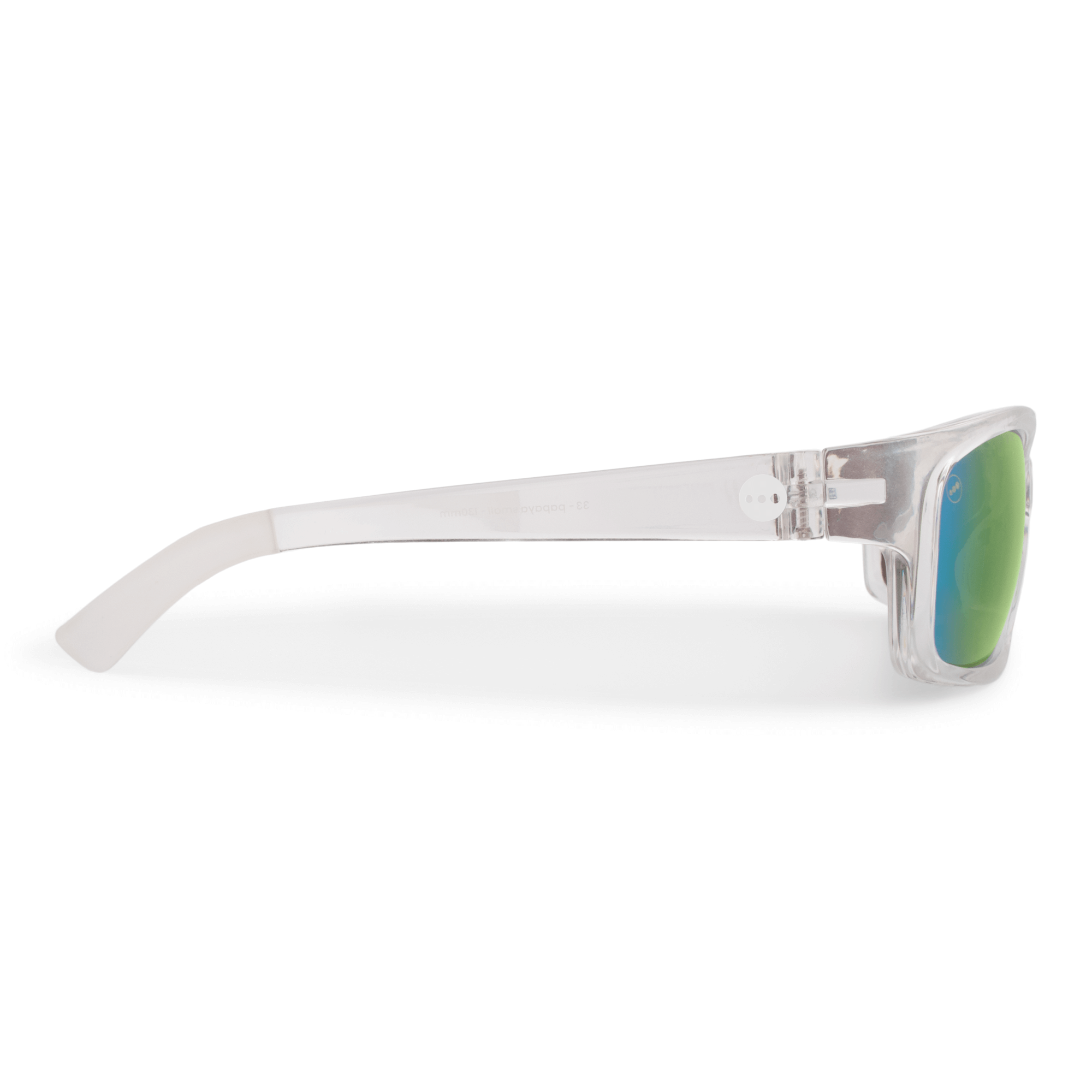 Papaya Lime sunglasses, size large-XL, side view.