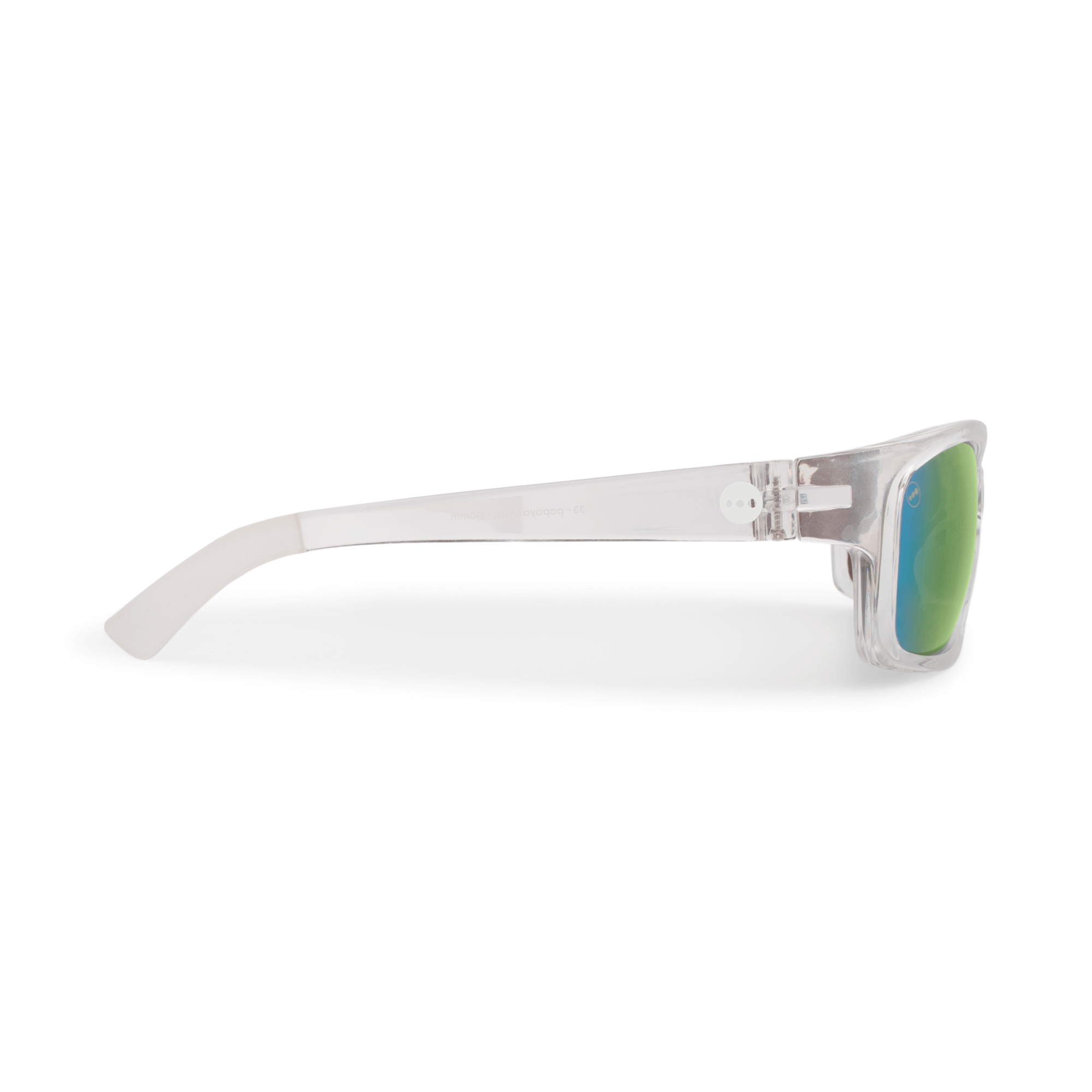 Papaya Lime sunglasses, size medium, side view.