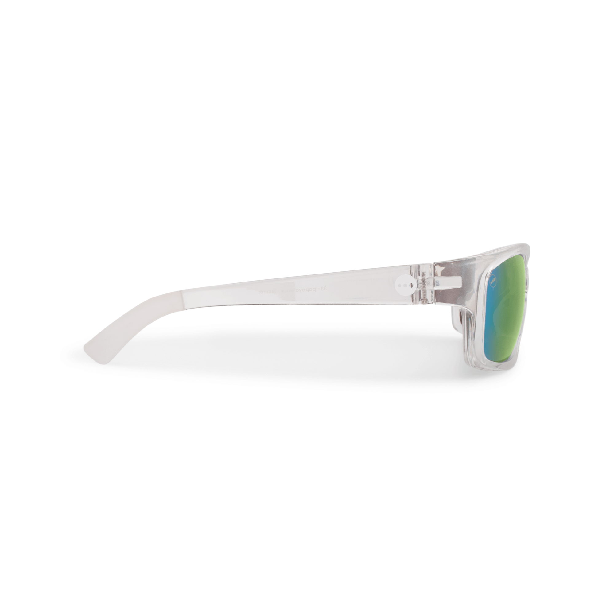 Papaya Lime sunglasses, size small, side view.