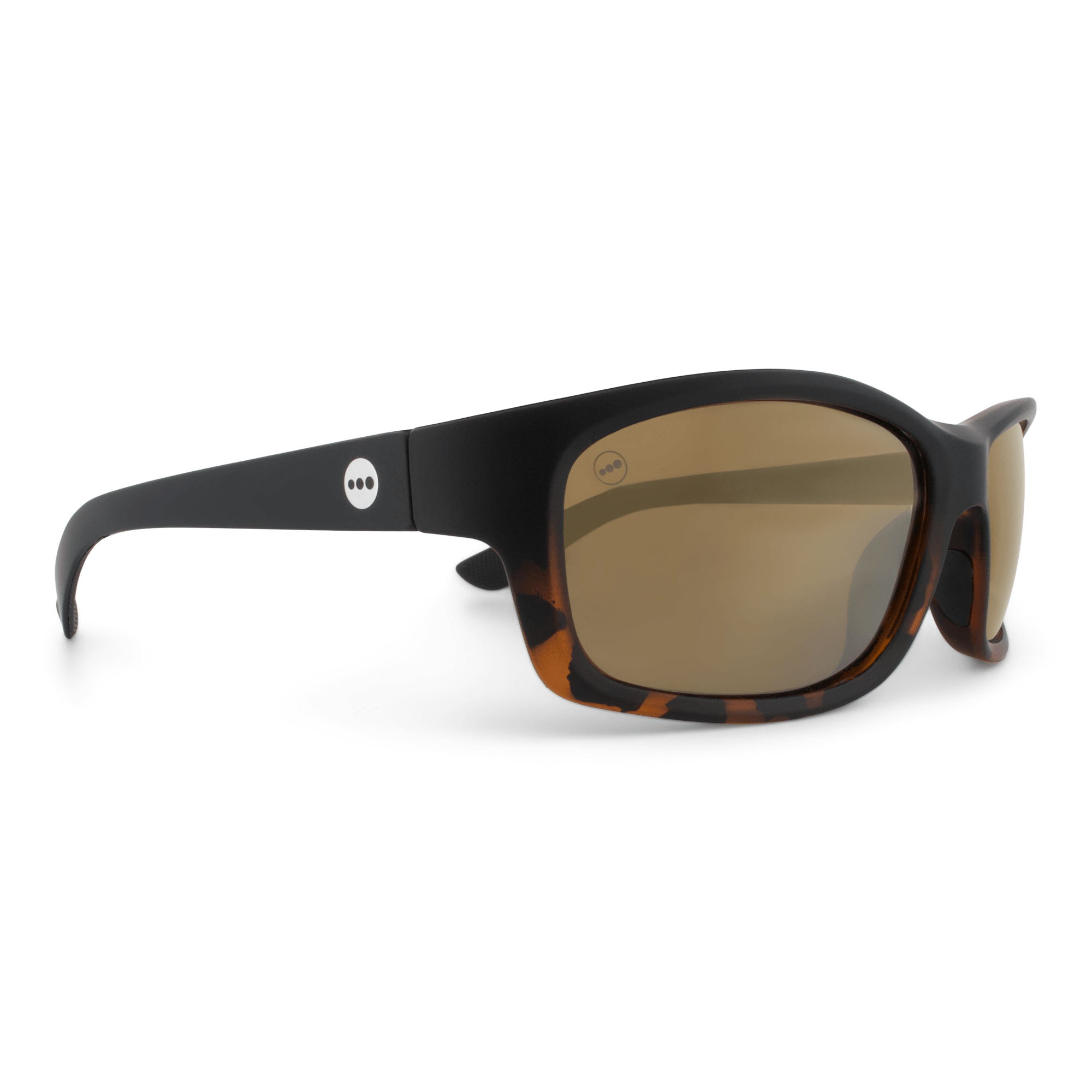 Papaya Walnut sunglasses, size large-XL, angle view.