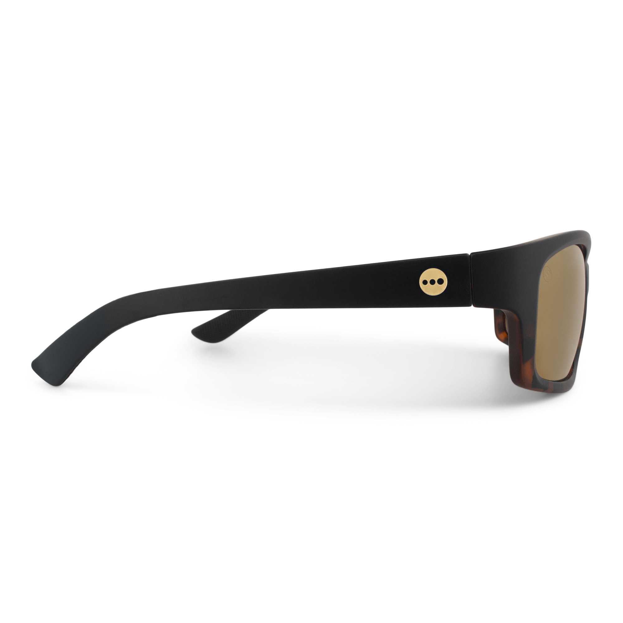 Papaya Walnut sunglasses, size large-XL, side view.