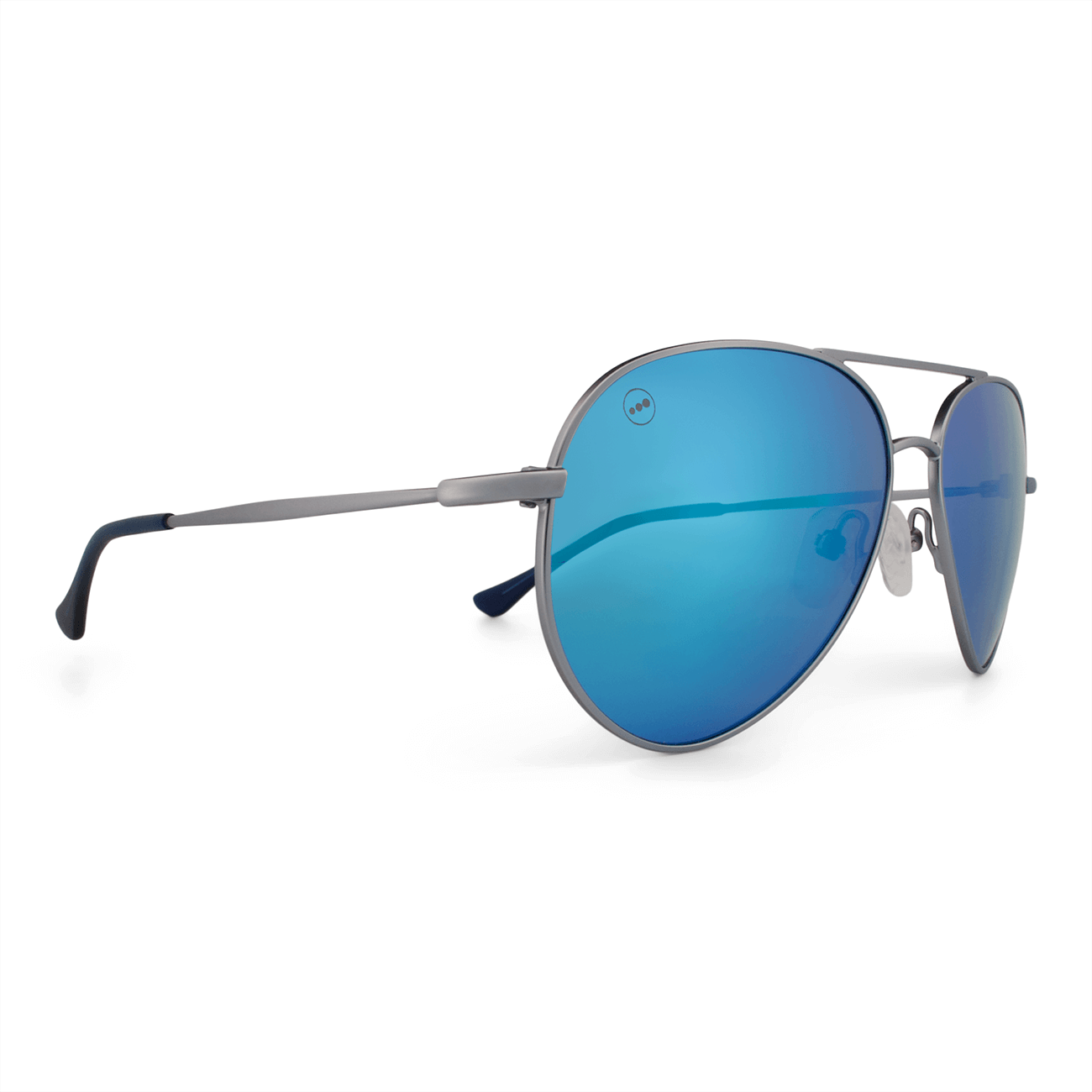 Bodacious Blueberry sunglasses, size large-XL, angle view.