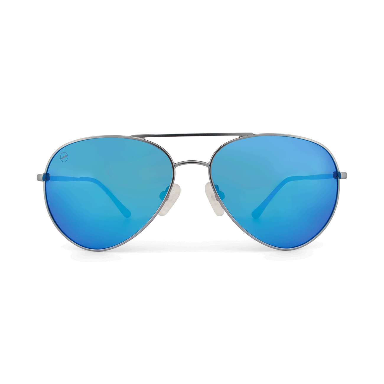 Bodacious Blueberry sunglasses, size medium, front view.