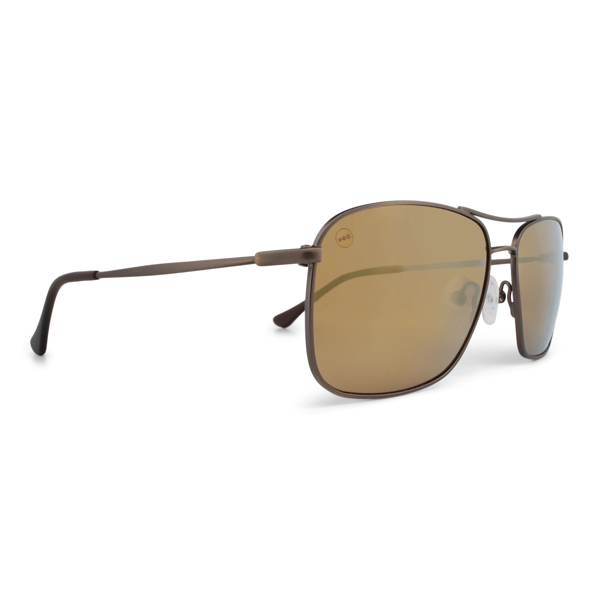 Crenshaw Caramel sunglasses, size large-XL, angle view.
